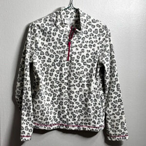 Danskin Now Girls Half Zip Fleece Cheetah Print‎ Sweater Size XL(14/16).